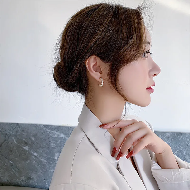 

New Arrival Classic Shiny Zirconia Temperament Hoop Earrings For Women Fashion Jewelry Simple Circle Oorbellen Earings