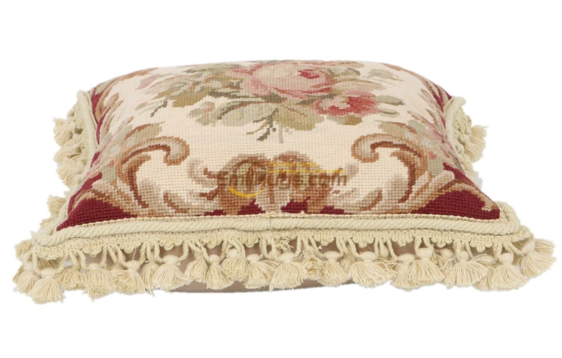 19 французский кантри Chicshabby винтажные диванные декоративные шерстяные подушки ручной работы-Роза и бутон