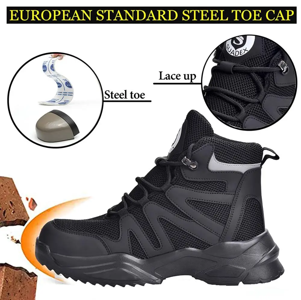 

BAOLESEM Man Safety Shoes Work Shoes Steel Cap Anti-smashing Work Boots Puncture-proof Insole Safety Boots Breathable Men Shoes