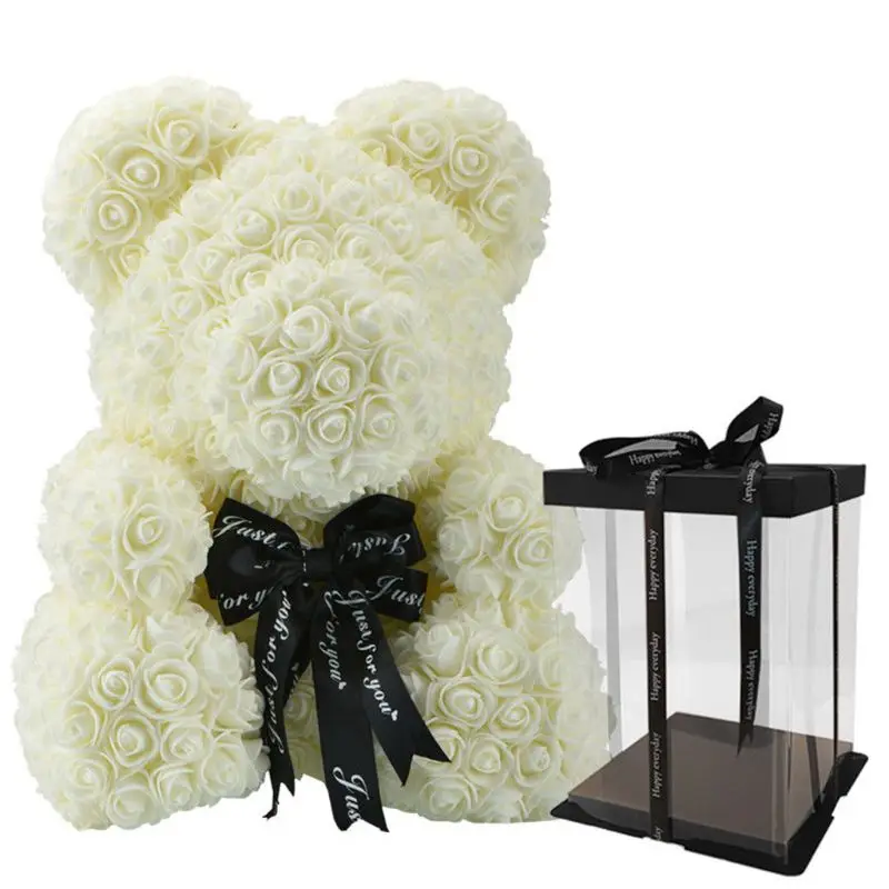 

Artificial PE Flowers Rose Bear with Gift Box Bears Valentine Birthday Gifts