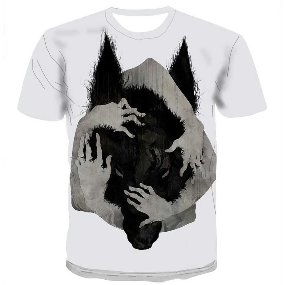 

2021 Fashion animal wolf New Print T-Shirt 3d T-Shirt Summer Trendy Short Sleeve T-Shirt Top Men/Female Short Sleeve Top