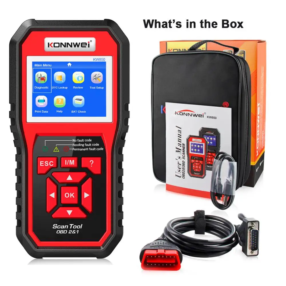 OBD2 Автосканер KONNWEI KW850 сканер универсальный считыватель кодов многоязычный