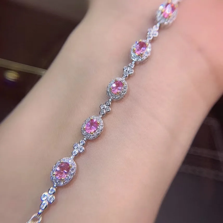 Браслет из серебра 100% пробы настоящий натуральный сапфир с натуральным сапфиром