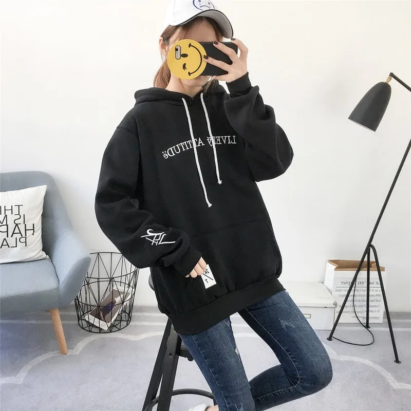 

Sweatshirt Women Korean-Style Loose Plus Size Long-Sleeved Harajuku Hoodie Embroidered Women Oversized Hoodie