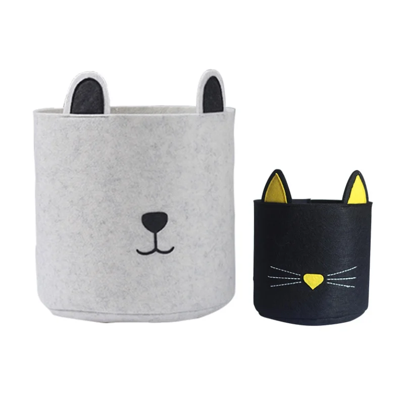 

30 * 30cm Household Portable Black Cat Large Felt Storage Basket Home Storage Organization Laundry Basket For Clothing B6B80B7