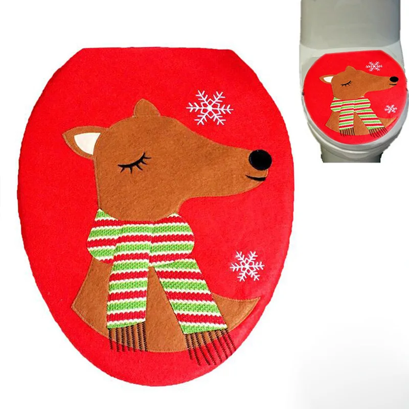 

1Pc Bathroom Toilet Seat Cover Elk Toilet Lid Cover Snowman New Year Decor navidad Christmas Decorations for Home