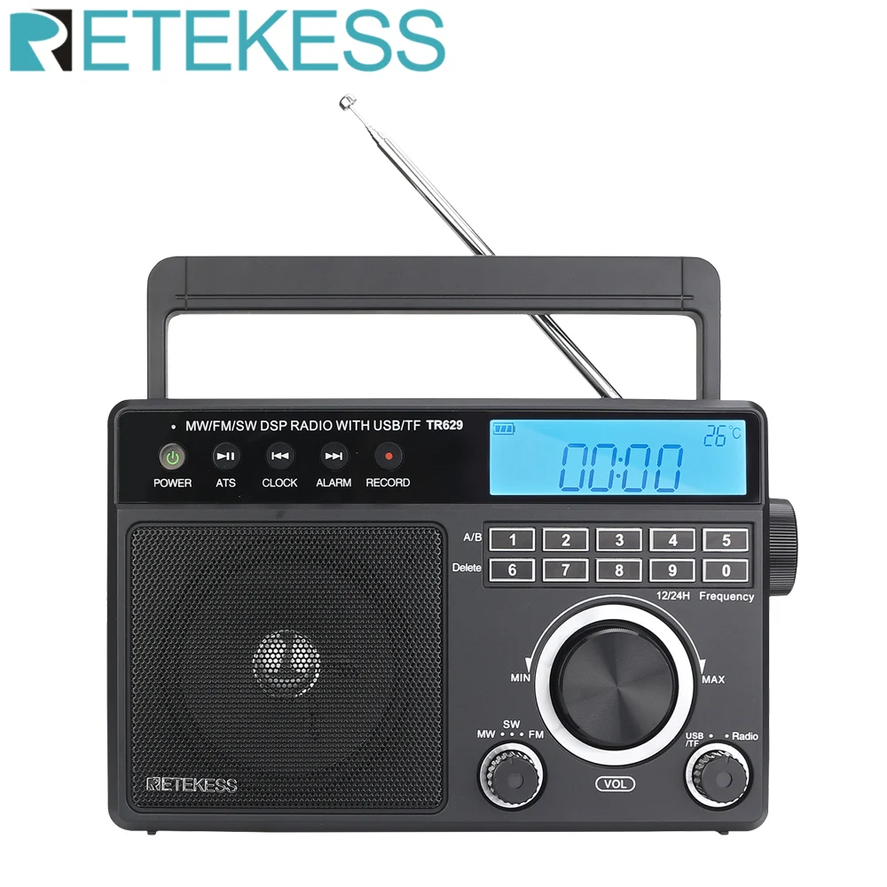 Retekess TR629 AM FM SW DSP портативное ретро радио с цифровым MP3-плеером громкий большой динамик идеально подходит для дома и старшего возраста - изображение