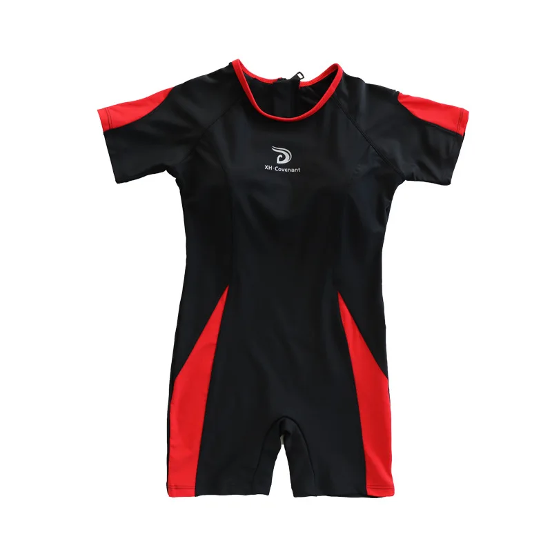 

Short Sleeve Girls Boyleg One Piece Children Swimwear For Girls Athletic Swimsuit Sun Protection Zipper Lesson Swimming Suit