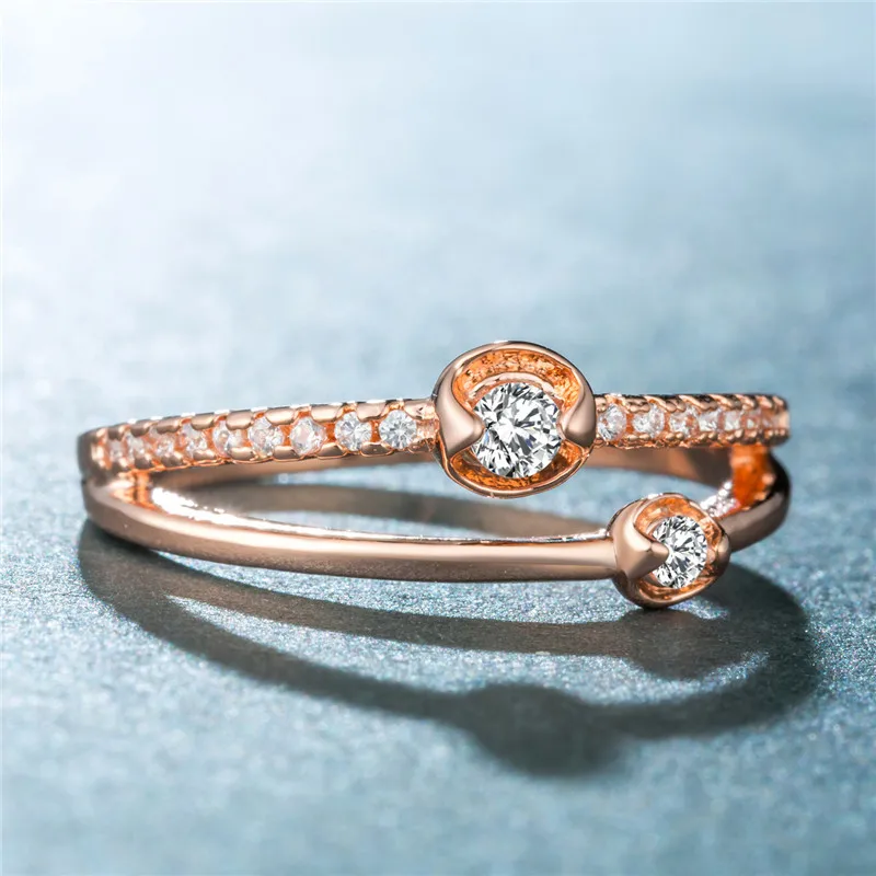 Женское кольцо с фианитом Visisap креативное для влюбленных близнецами цвета