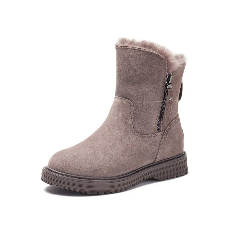 

100% Genuine Leather Winter Shoes Women Snow Boots Warm Shoes Cold Winter Woman Ankle Boots Female Height Increasing 4.5cm A1668