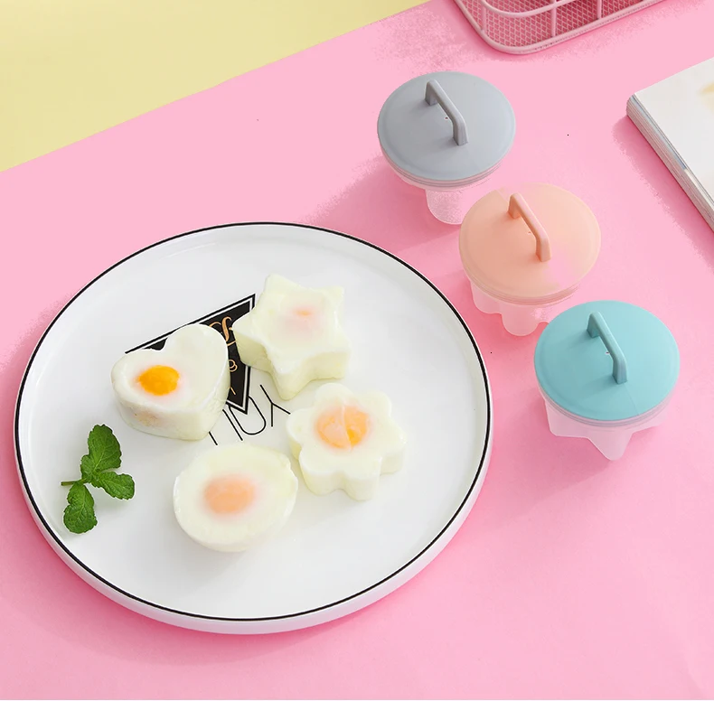 

4pcs Cut Poached Egg Mold Household Egg Boiler Plastic Egg Poacher Breakfast Cup Kitchen Accessories Non-Stick Steamer Egg Tool