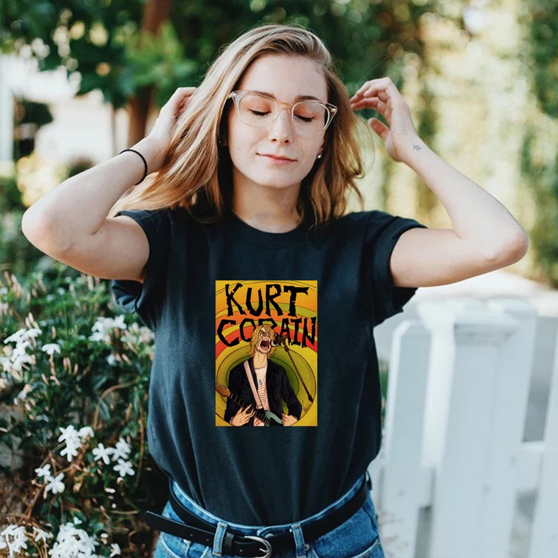 

Nirvana T-shirts Rock Singer Kurt Cobain Print T Shirt for Men and Women Casual Hip Hop High Quality 100%Cotton Hipster Clothing