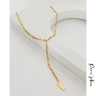 Женское квадратное ожерелье Peri'sBox из титановой стали золотистого цвета, длинное ожерелье, минимализм