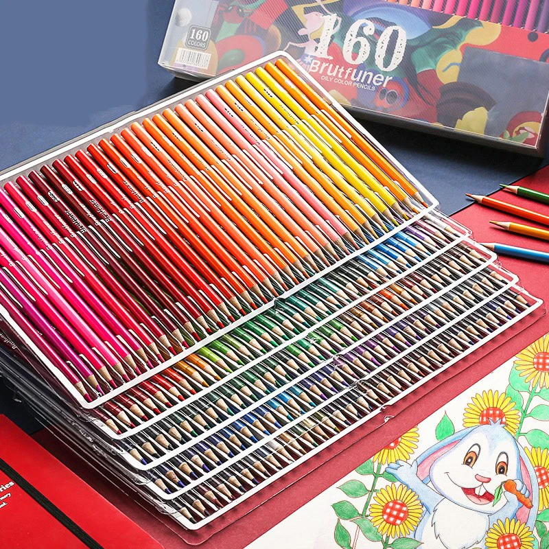 

Brutfuner 48/120/160/180 Professional Oil Color Pencil Set Watercolor Drawing colored pencils wood colour coloured pencils kids