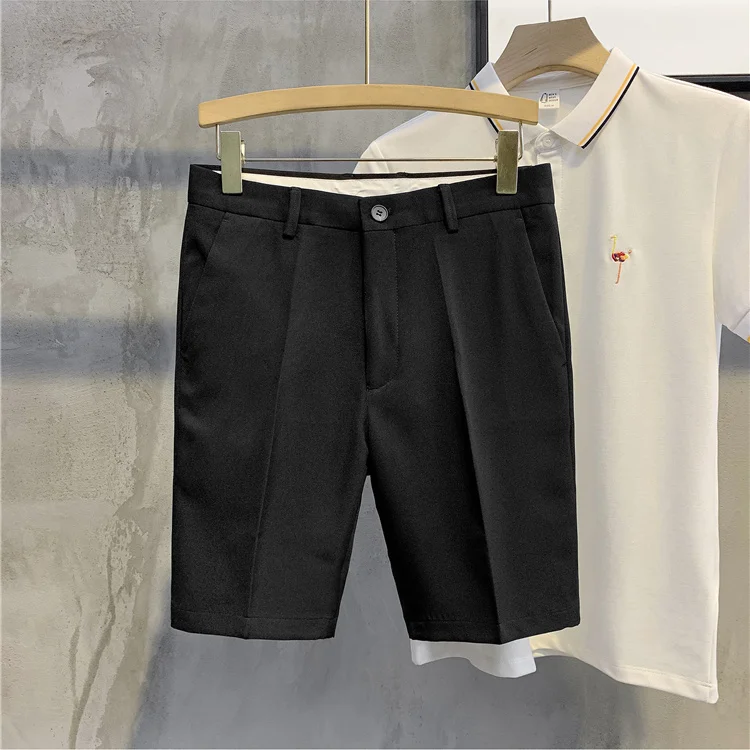 

2021 New Men Fashion Summer Thin Straight Classical Fitness Shorts Male Business Casual Solid Color Plus Size Shorts W214