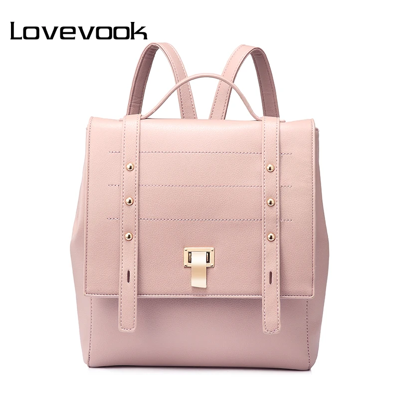 Женский противоугонный рюкзак Lovevook, школьный портфель из полиуретана с задним карманом для девочек подростков, дамские розовые рюкзаки большого размера с пайетками для путешествия