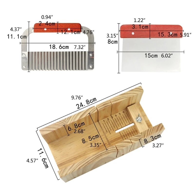 

Wooden Soap Loaf Cutter Mold and Soap Cutter Set Rectangle Silicone Mold with Wood Box Straight and Wavy Soap Cutter