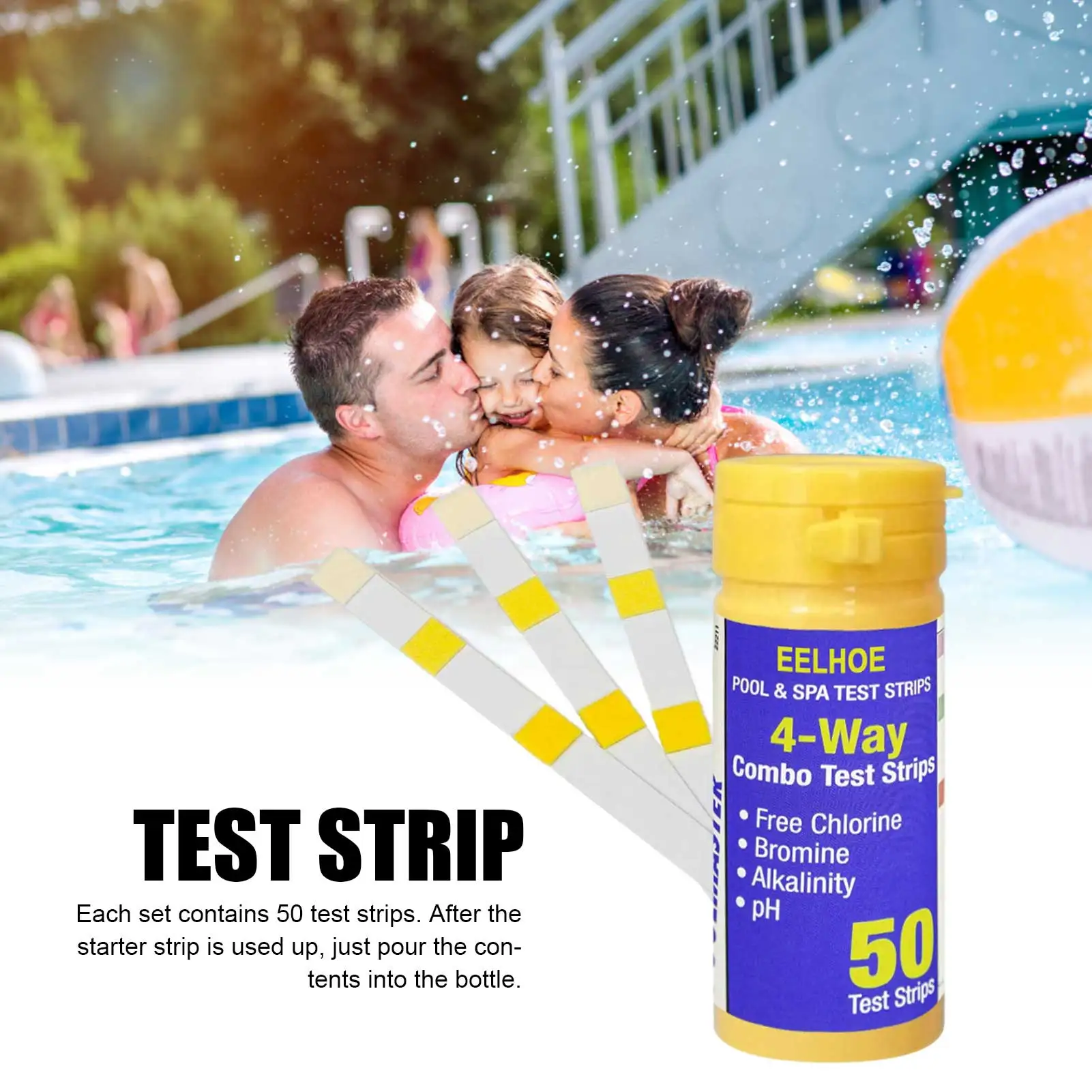 

Swimming Pool PH Test Paper Residual Chlorine PH Value Alkalinity Hardness Test Strip PH Tester Pool Floats Cleaner Accessories