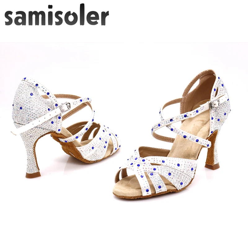 Samisoler; босоножки со стразами; Туфли для латинских танцев Для женщин туфли латинских Танцы, обувь для женщин, танго, джазз бальная танцевальная обувь Для женщин