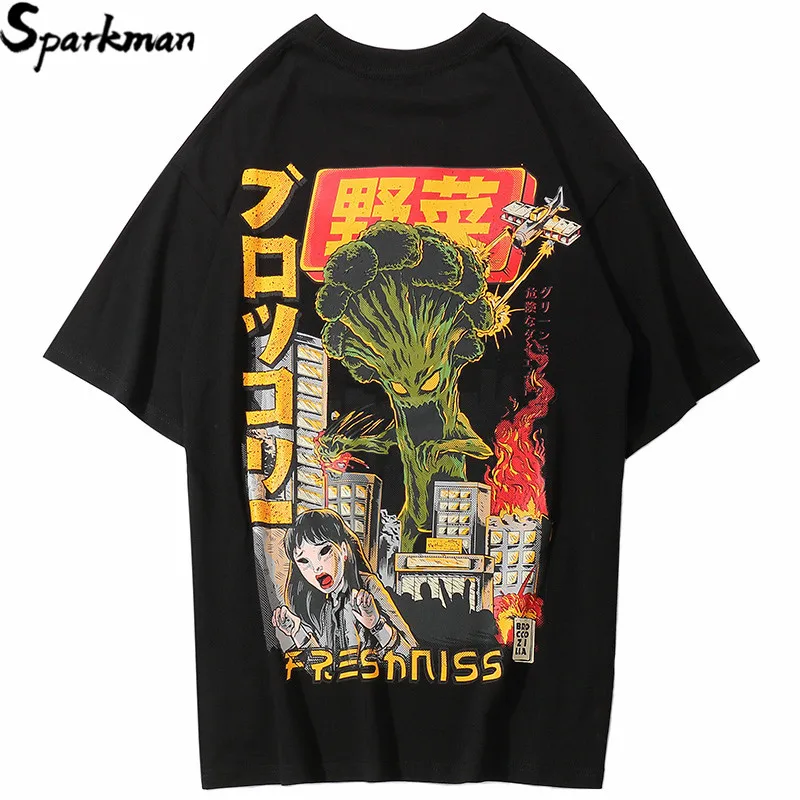 2019 Мужская футболка в стиле хип хоп Харадзюку с японским мультяшным монстром