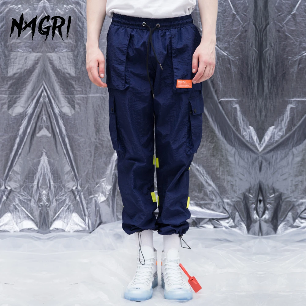 Брюки карго мужские с множеством карманов уличная одежда стиль хип хоп пэчворк