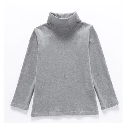 linen grey Новинка года, детские топы, Детская футболка осенне-зимняя Базовая рубашка с высоким воротником хлопковые футболки для мальчиков, футболка для девочек - Цвет: linen grey
