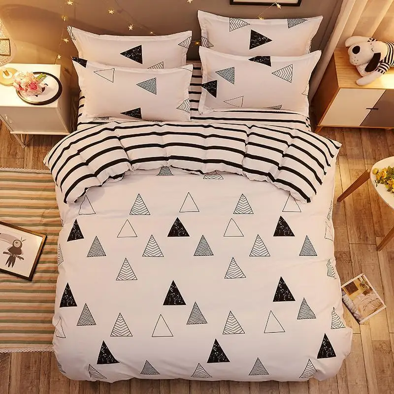 

58 White Black Geometric Bedding Set Brief Style J /4PCS Bedspread Bed Linen Euro Home Textiles Flower Printing Bedclothes