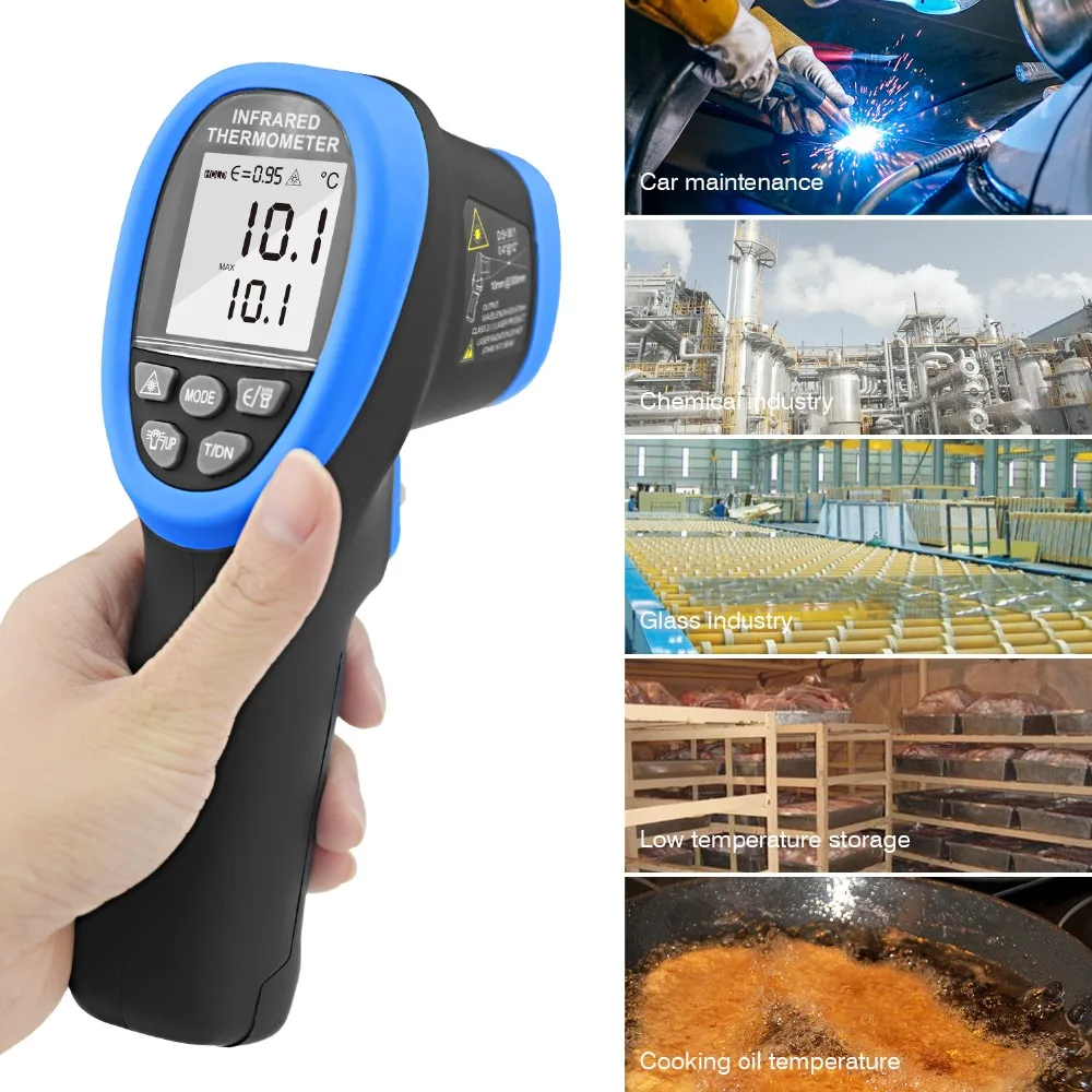 Двойной лазерный цифровой инфракрасный термометр HoldPeak HP-1500-50 ~ 1500 °C