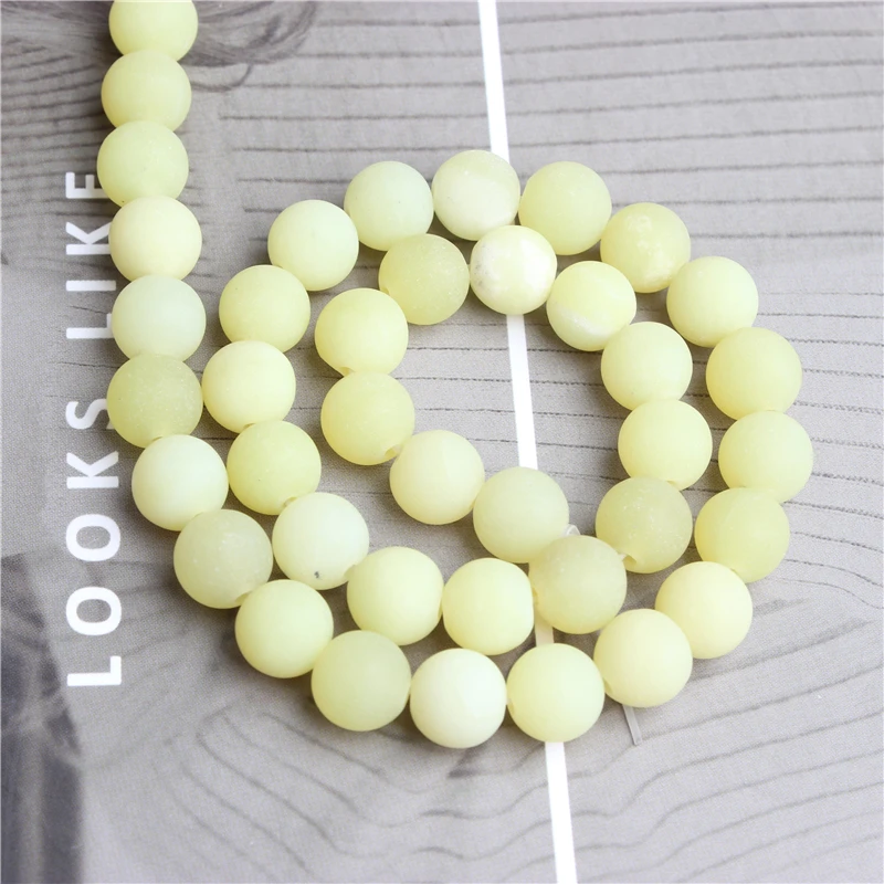 

Linxiang natural jewelry frosted lemon yellow loose bead 4 / 6 / 8 / 10 / 12mm suitable for jewelry making DIY Bracelet Necklace
