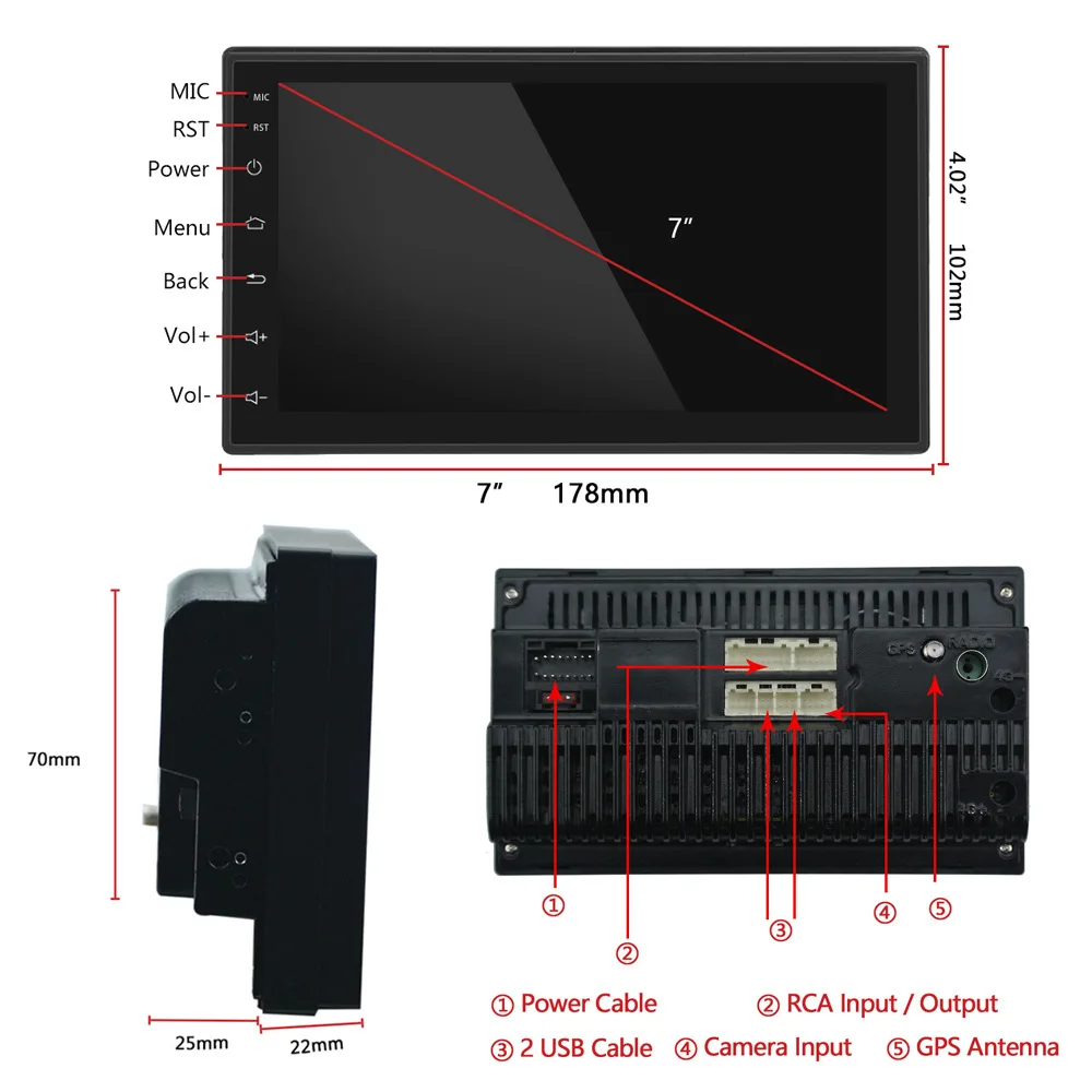 12 В 7 &quotAndroid 6 0 2 Din MP5 автомобильный Радио мультимедийный видео плеер