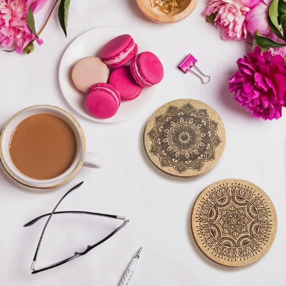 Подставки 8 шт./компл. Nordic Mandala Design круглая пробка премиум деревянные подставки