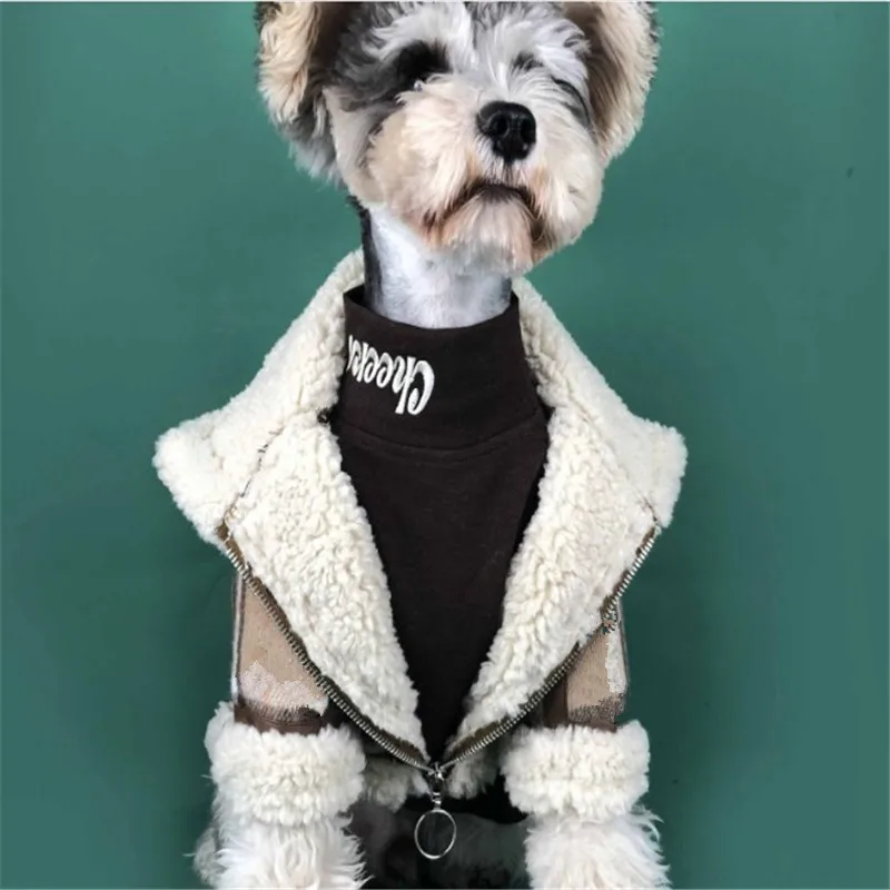 Dog Winter Clothing Warm Fleece Plaid Jacket for Puppy Wool Clothes Outfit Fashion Design BullDog Teddy Coat YH-BUTJ | Дом и сад