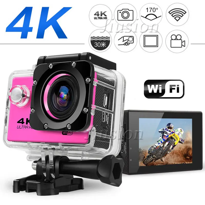 Pаспродажа 4K UHD Wifi Спортивная мини-камера 16 МП широкий угол 170 градусов 2-дюймовый ЖК-дисплей микро камера наружная Водонепроницаемая DV поддержка скрыто...