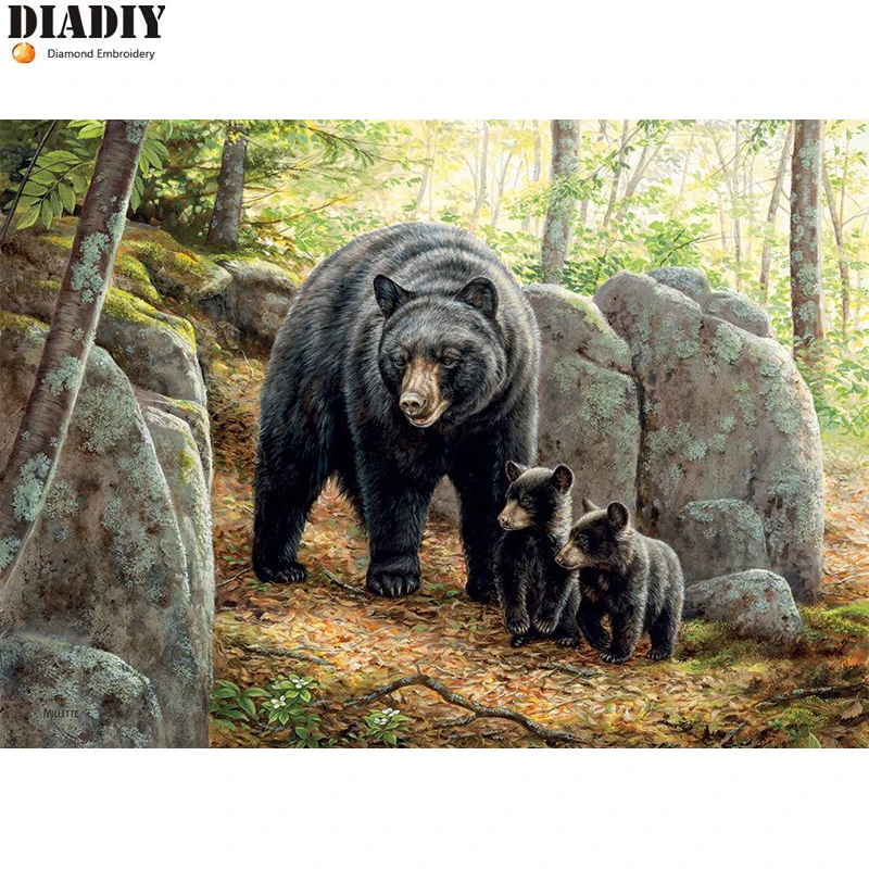 

Full round drill 5D DIY Diamond embroidery Black bear Diamond Painting Cross Stitch Rhinestone Mosaic decoration