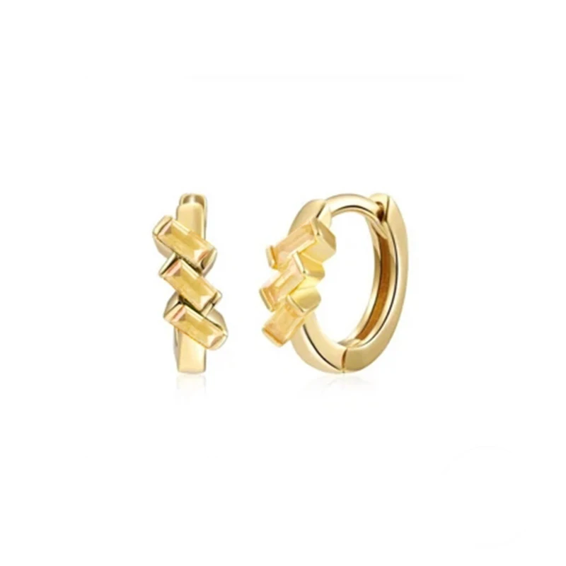 

Aide Trendy 925 Sterling Silver Simple Geometirc Shiny Crystal Zircon Hoop Earrings Charm Jewelry for Women Earrings Pendientes