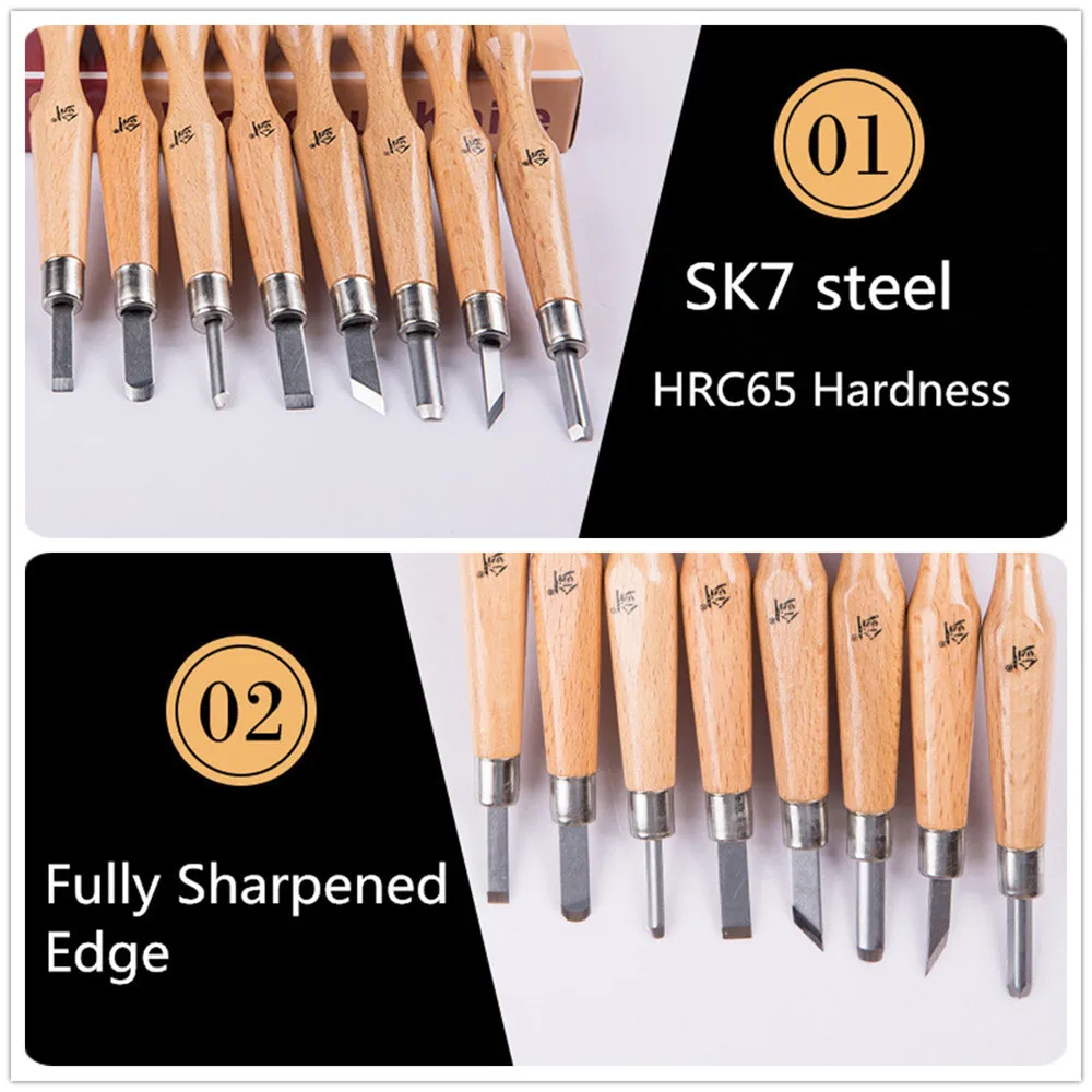 

8pcs One Lot SKS7 Steel Woodcut Knife Cutter Graver Engraving Nicking Scalpel DIY Tool Scribing Woodworking Hobby Arts