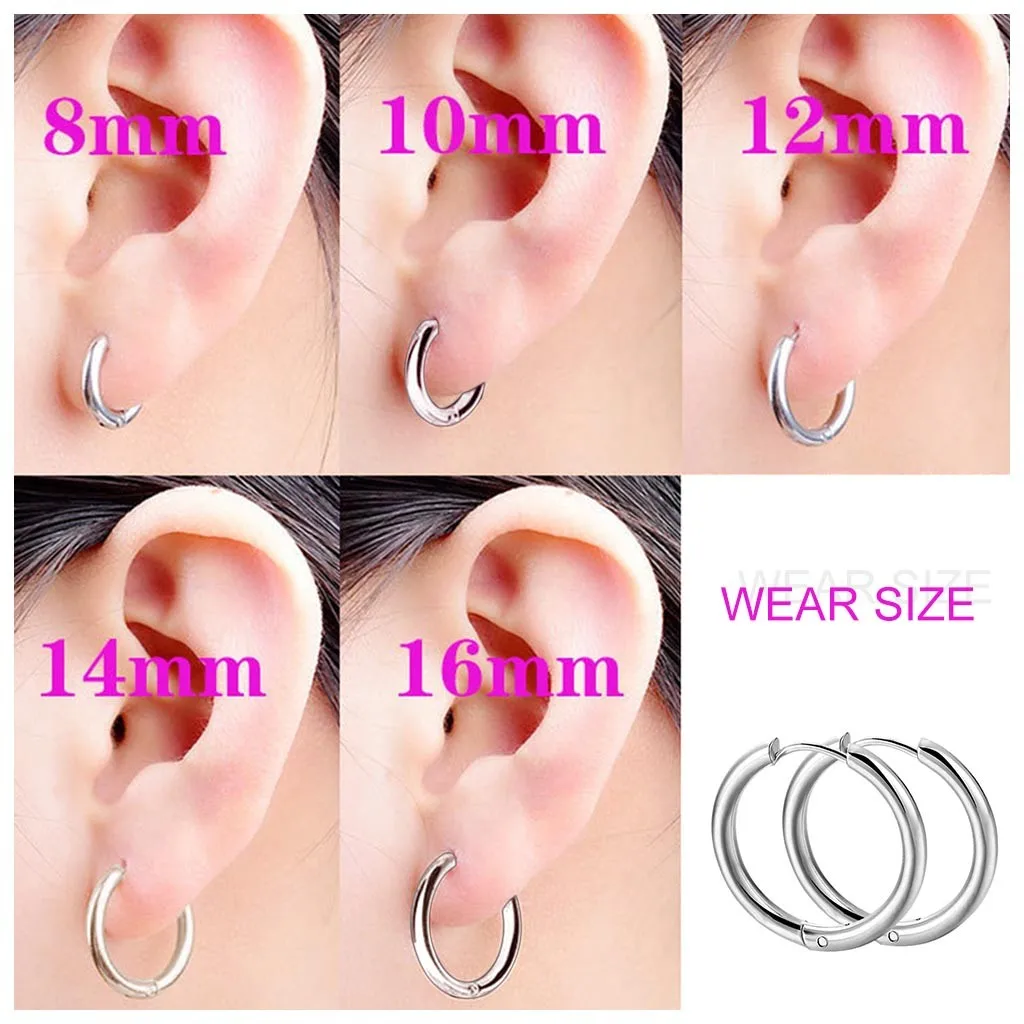 5 пар круглых выдвижных сережек из нержавеющей стали для мужчин и женщин