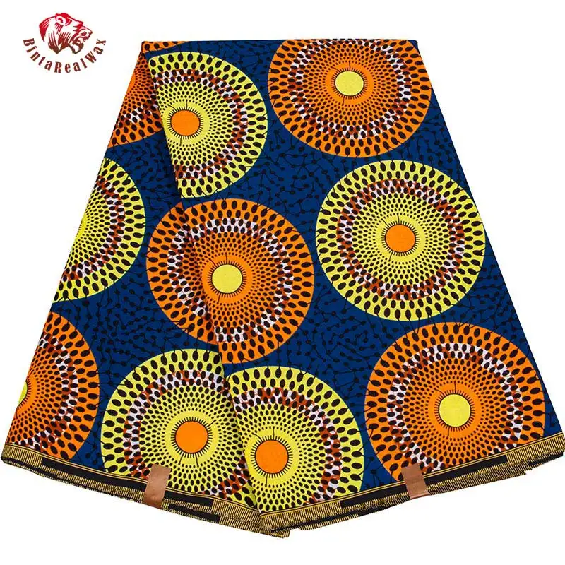 قماش أفريقي بنطارق شمعي 2021 دائرة نمط القطن أنقرة المواد للخياطة فستان تنفس 6 ياردة/مجموعة الأقمشة 24FS1403