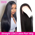ISEE малазийские прямые волосы 13X1 HD, передний парик на сетке, часть парика на сетке, 210% плотность, прямые человеческие волосы на сетке спереди, парики для женщин