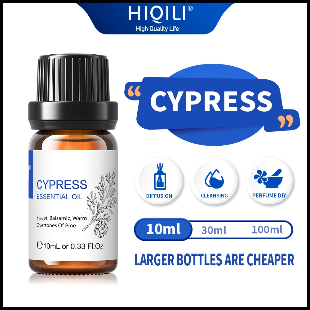 

Эфирные масла Cypress HIQILI 10 мл, 100% натуральный растительный диффузор для ароматерапии, древесное масло, сандаловое дерево, ладан, сосна Cedarwood