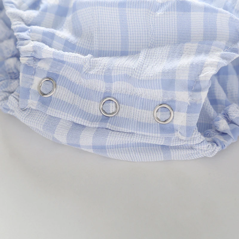 Лидер продаж детские клетчатые комбинезоны для девочек хлопковые Простые Летние