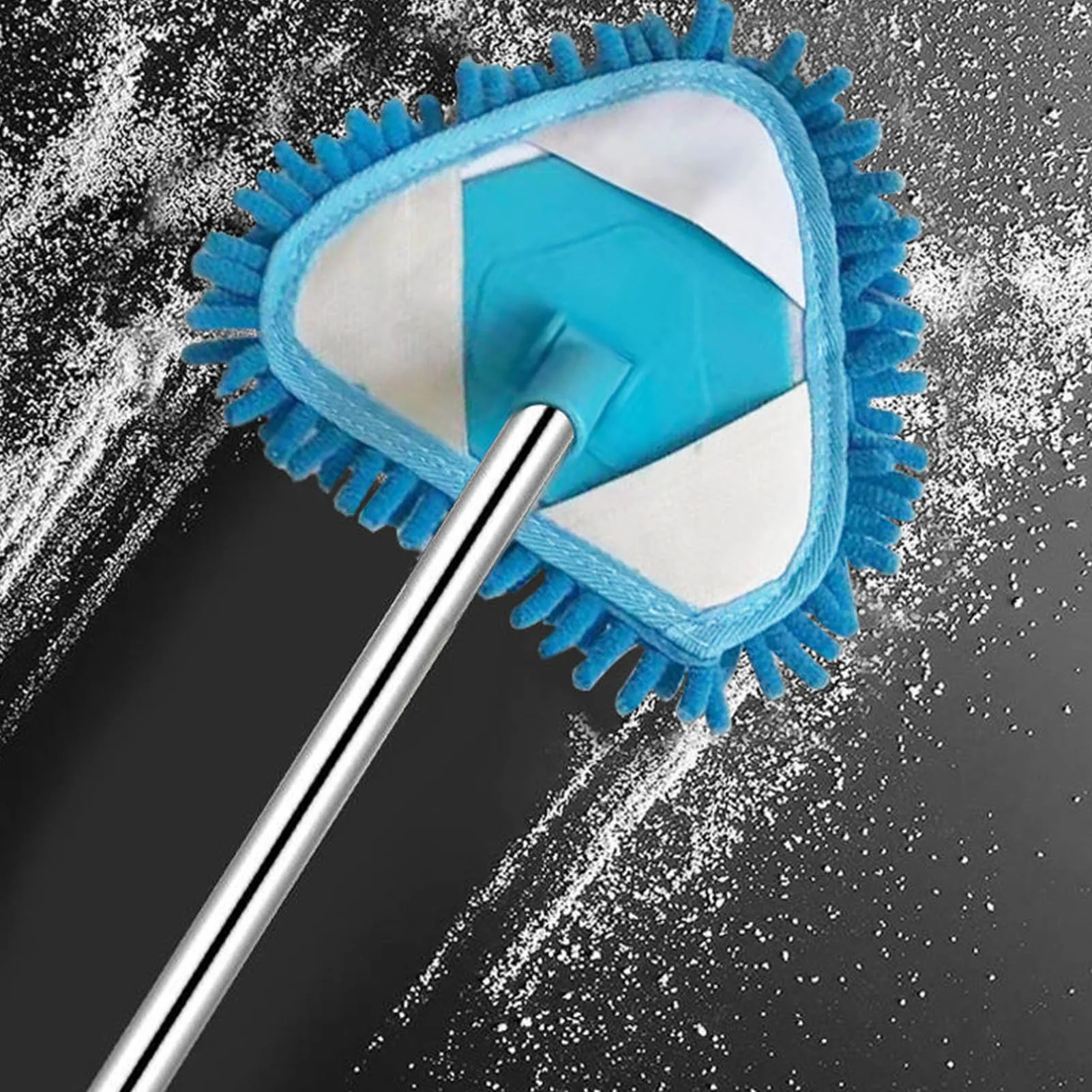 

Lazy Mini Cleaning Mop Microfiber Chenille Mop with Telescopic Handle Rotatable Triangle Dust Mop For Mirror, Glass, Ceiling