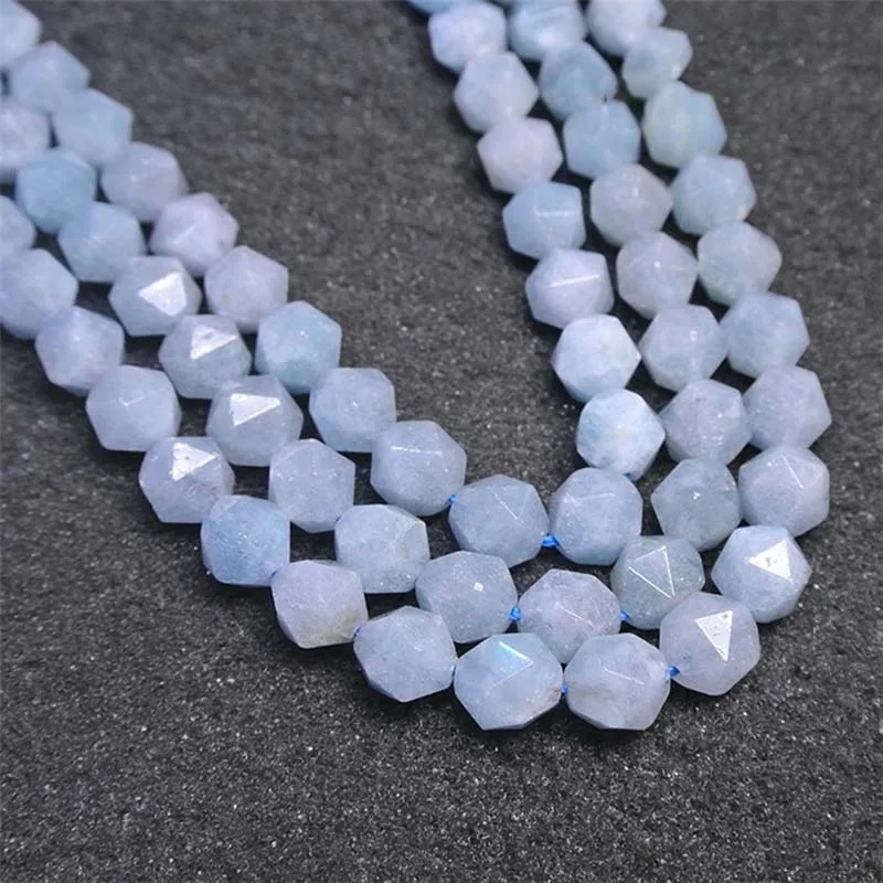 

6-10mm Natural smooth Faced Aquamarine irregular Stone Beads For DIY necklace bracelet jewelry making 15 "free delivery