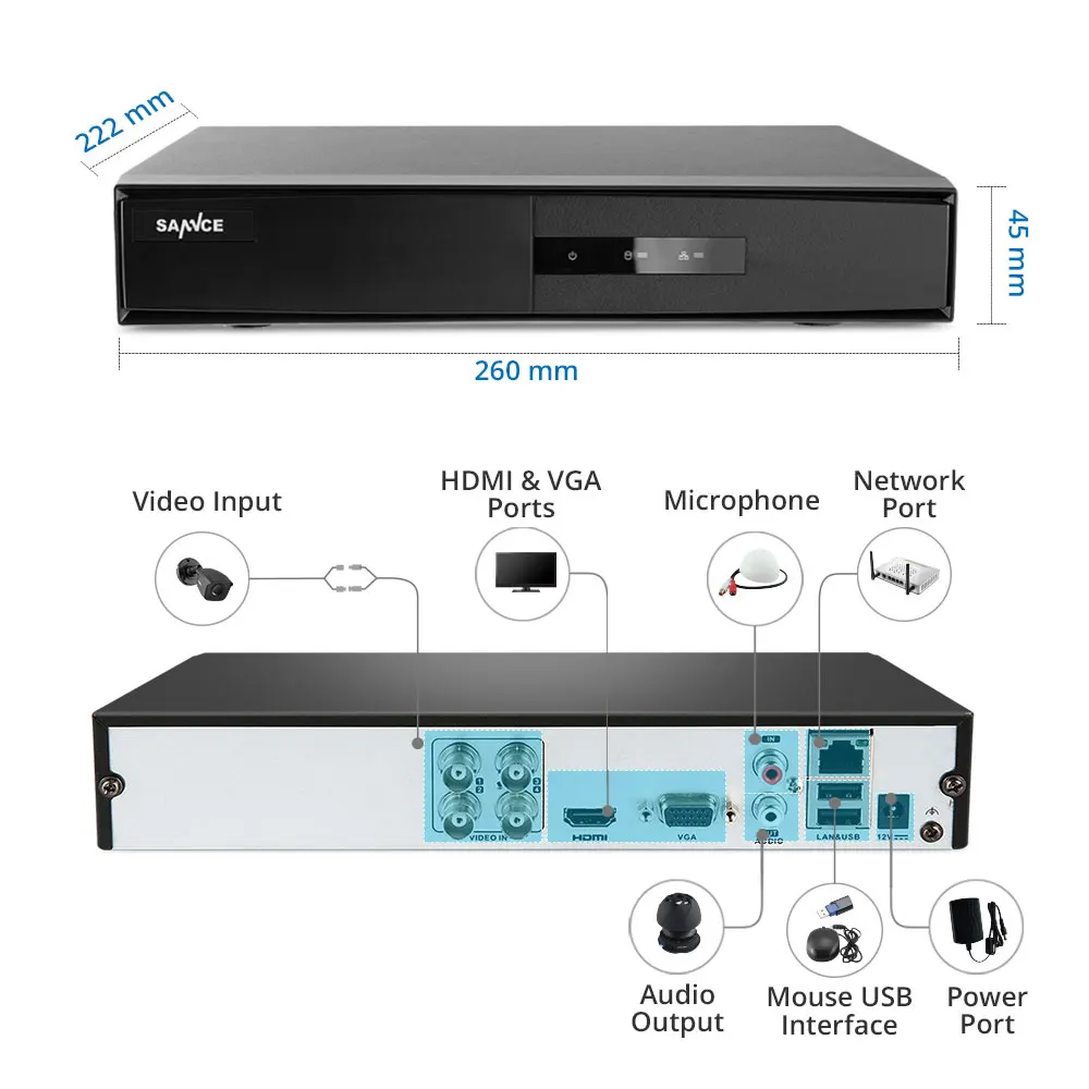 SANNCE HD 4CH 1080P Lite CCTV Системы AHD DVR 4 шт длина 2 м ИК Открытый Ночное Видение