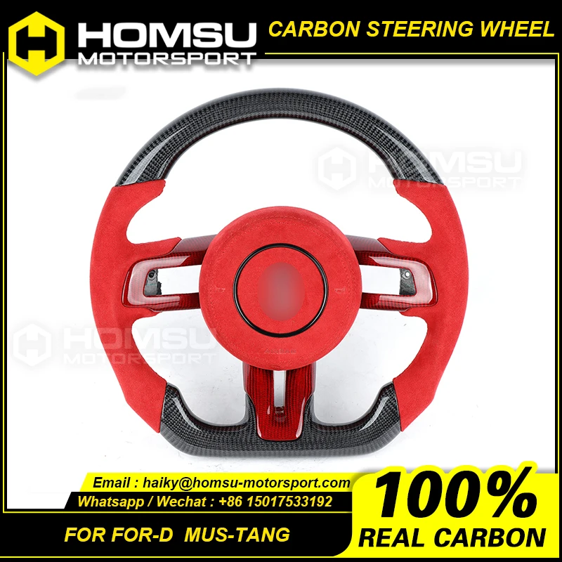 Bon Fiber + Perforated Leather Steering Wheel For Ford Mustang Fm V8 Gt Shelby 2.3t Carbon Fiber + Perforated Leather Steerin