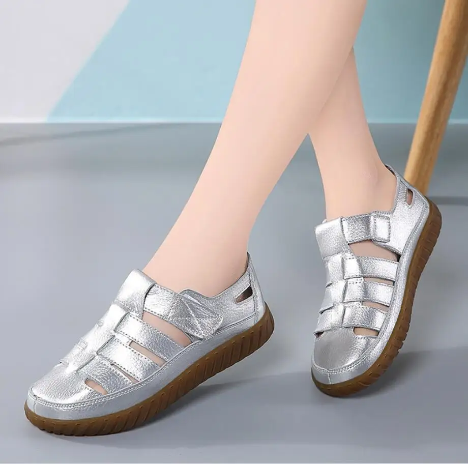 Сандалии оксфорды женские из натуральной кожи мягкие босоножки на плоской