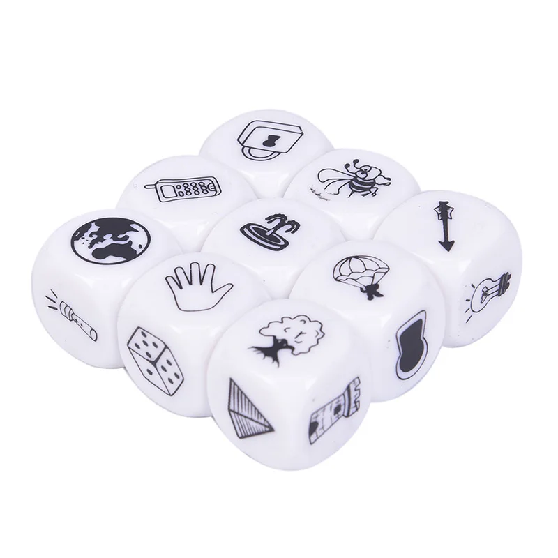 

9Pcs Story Dice Puzzle Board Story Book Family/Party/Friends Parents with Children Funny English Game Game Telling