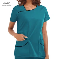 high quality nursing scrubs women uniforms pet grooming scrub set short sleeved v neck top and pants doctor surgery work clothes