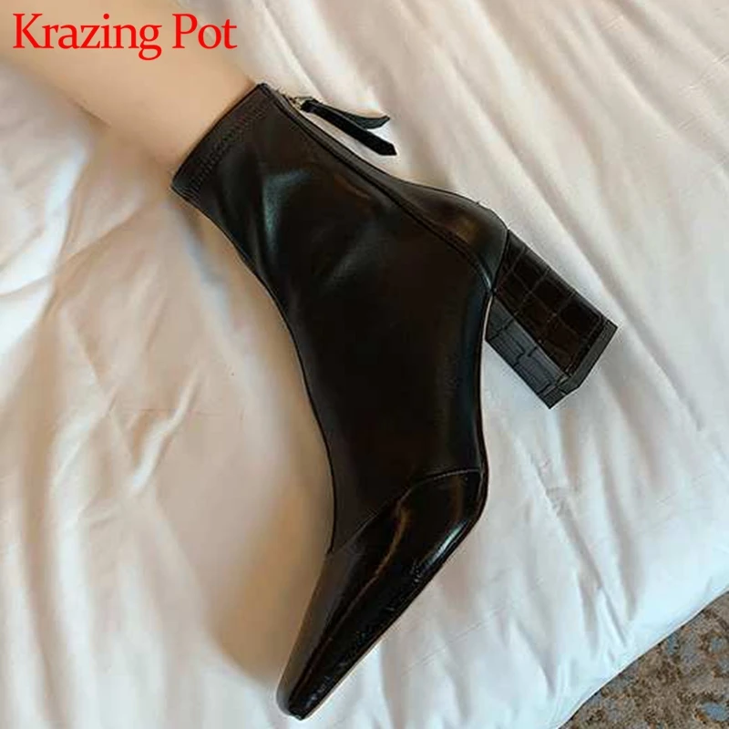 Ботильоны Krazing Pot из коровьей кожи на молнии пикантные модные эластичные