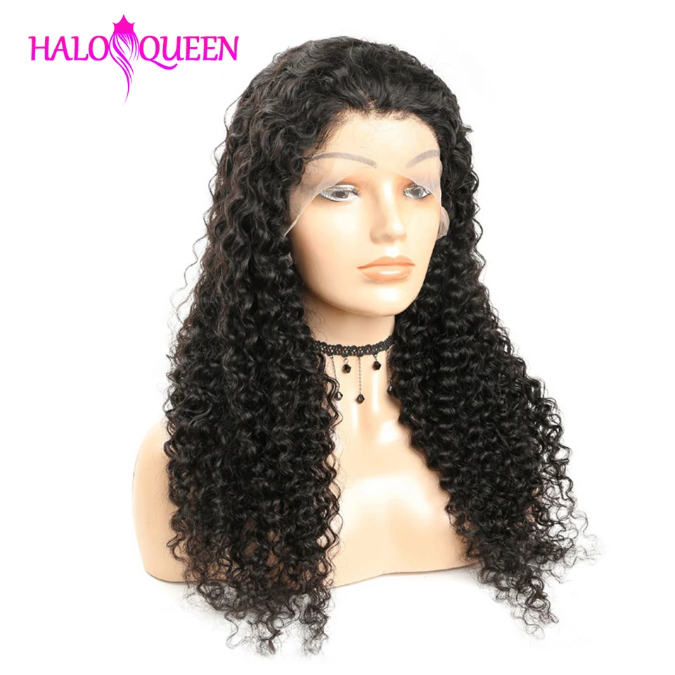 Парики HALOQUEEN парик с фронтальным кружевом кудрявые индийские человеческие